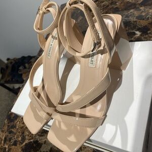 Chelsea & Violet Light Beige Heels with Block Heel